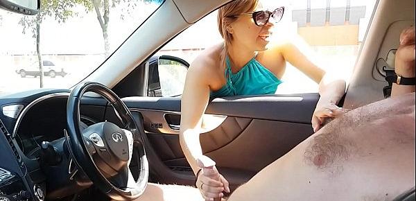  Hot milf caught him masturbating right in the car and help him to cum well